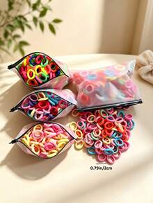 400pcs Cute Basic Colorful Hair Ties For Baby Girls, Elastic Seamless Dopamine Ponytail Hair Bands, Daily Use Hair Accessories - Multicolor - View 6
