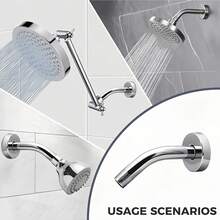Stainless Steel Round Shower Arm For Wall-Mounted Installation, Shower Rod Pipe Holder, Bathroom Shower Head Support Elbow, American-Style Shower Bracket With Plated Handheld Shower Holder And Fixed Shower Head Mount - Bent Pipe Bracket - View 1