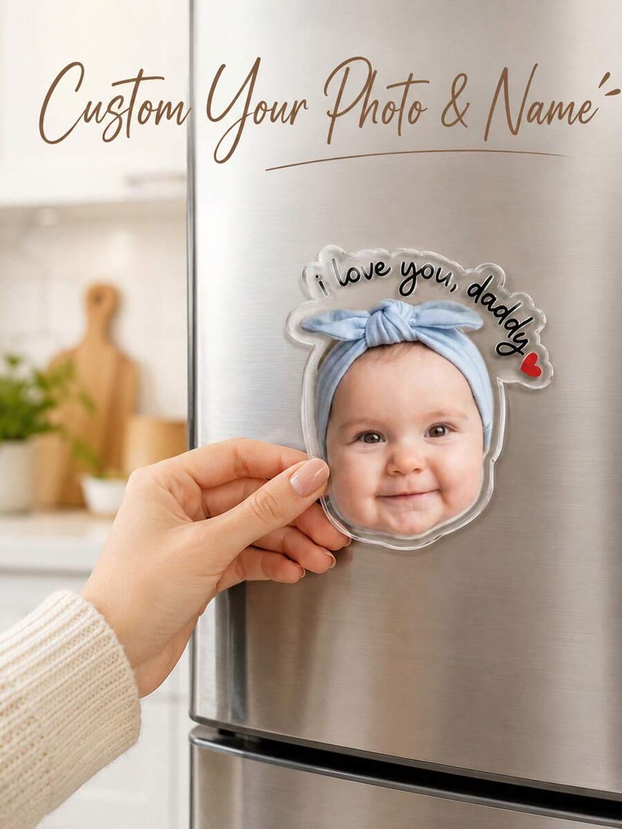 Customized Fridge Magnets, Personalized Acrylic Shaped Fridge Magnets With Photo Pet Portrait, Waterproof Fridge Magnets, Home Decor - Multicolor - View 1