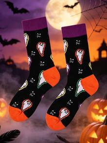 1/2/3 Pairs Cartoon Street Style European & American Halloween Black Mid-Calf Socks, Anti-Odor Long Socks, Men's Personalized Socks, Couple Socks - Multicolor - View 15
