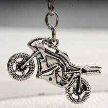Customizable Motorcycle Keychain, Engravable, Perfect Gift For Motorcycle Enthusiasts. Personalized Helmet Keychain Suitable For Men, Backpack Decoration, Pendant, Perfect Souvenir For Holiday Gatherings And Small Gift For Friends, Boyfriend, Father - Silver - View 3