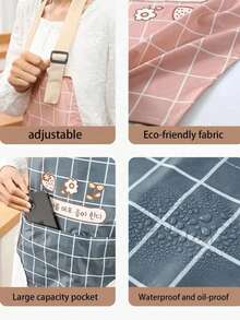 1pc Waterproof & Oil-Proof Apron With Towel Pocket, Suitable For Cooking And Baking, Ideal For Home Cleaning, Kitchen Cleaning, Stain-Resistant & Waterproof - Multicolor - View 3