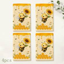 2/4pcs Bee Pattern Towels, Kitchen Dish Cloths, 6/8pcs Decorative Towel Set, Super Absorbent Microfiber, Machine Washable, Holiday Gift And Cleaning Supplies Decoration, Suitable For Holiday Cooking, Baking, Housewarming Gift And Cleaning Supplies, Fit For Kitchen, Bathroom, Toilet - Multicolor - View 9