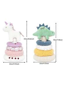 1 buah Mainan Susun Dinosaurus Unicorn Plush Lembut untuk Bayi, Mainan Susun Kain Plush, Mainan Pembelajaran Sensorik untuk Perkembangan Bayi dan Balita - MultiWarna - View 2