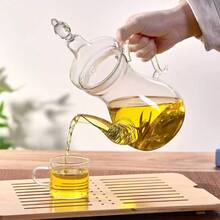 1pc-1000ml-Handmade Glass Teapot-Glass Coffee Pot-Can Be Heated Directly On Open Flame- Lamp Shaped Pot-Large Capacity-Flower Tea-Beauty Afternoon Tea Pot-Home Kitchen Storage Supplies - White - View 5