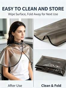 Multi Functional Salon Professional Shawl - Waterproof And Reusable, Made Of PVC Material, Suitable For Shampooing, Dyeing And Styling, Washable Material, Lightweight And Durable, Hair Dye Cap, Home Hairdressing Set, DIY Hair Dye Set,Back To School - A - View 10