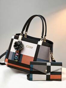 New Luxury Handbag, Women's Patchwork Wild Crossbody Bag, Designer Brand Plaid Shoulder Bag, Women's Handbag - Multicolor - View 1