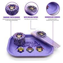 Personalized Rolling Tray Set, Includes Pre-Rolled Cones, Metal Grinder, Smoking Tools, Smoke Shop, GORILLA ROLLING STARS Tray Set, Decorative Tray, Jewelry Tray, Suitable For Personal Hand-Rolling And Party Use, Gift Set, Ideal Gift For Christmas And Halloween - Print - View 8