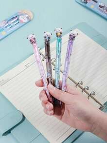 4pcs Cute Sea Otter Clickable Gel Pens, Style A & Style B, Healing Ocean Theme, 0.5mm Black Smooth Ink, 3D Sea Otter Pen Tip, Double-Sided Cute Sea Otter Design, Student Classroom Notes & Homework Writing Stationery, Cartoon Style Cute Creative Gel Pens - Default - View 6