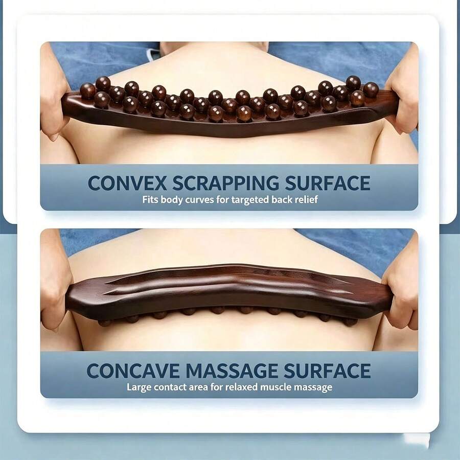 Wooden Gua Sha Massage Stick, 59 Beads Deep Tissue Trigger Point Massage Tool, Manual Gua Sha Stick For Back, Abdomen, Leg Muscle Pain Relief, Body Relaxation Acupressure Massage Tool - Set - View 1