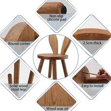 1pc Solid Wood Stool, Wooden Photography Prop, Creative Small Bench, Cute Rabbit Ear Solid Wood Stool, Simple Shoe Changing Bench, Modern Cute Animal Design Chair, Suitable For Room Decoration, Studio Photography Prop, Living Room, Bathroom, Kitchen, Classroom, Cute And Portable - Multicolor - View 3