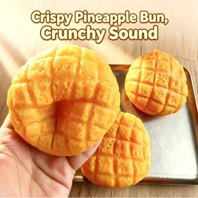 BEERUS 1pc Soft & Crispy Pineapple Bun Squishy Toy, Stress Relief Squeeze Toy, ASMR Sound-Controlled Toy, Soft Texture With High Plasticity, Can Soothe Muscles, Suitable For Teenagers And Adults To Release Stress, Can Be Used As Birthday Gift, Holiday Gift, Party Favor, Ideal Gift For Halloween And Christmas, Belongs To Emotional Healing Squeeze Toys