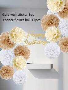 金色 Happy Birthday 草寫木製鏤空裝飾牌，藝術手寫字母木飾品，適用生日背景牆、氣球拱門，可重複使用派對拍照亭背景裝飾，聚會派對活動牆面裝飾配件 - A - 查看 5