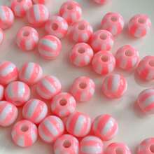 60pcs 8mm Multicolor Two‑Tone Striped Round Acrylic Stringing Beads, Color Block Loose Beads For DIY Bracelet, Keychain, Phone Charm Handmade Jewelry Supplies - Multicolor - View 23