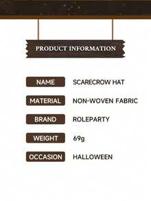 Cross-Border New Scarecrow Patch Witch Hat Halloween Witch Hat Party Accessory Costume - Rust Brown - View 11