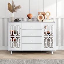 Sideboard Made Of Wood With Storage With Drawers With Doors White For Dining Room And Living Room - 白色 - 查看 5