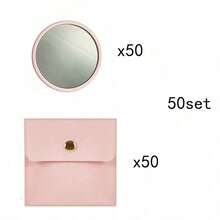 1/5/10/20/50set, Pink Round Makeup Mirror And Microfiber Makeup Bag, Pink Glass Mirror With Exquisite Matching Bag, Suitable For Travel, Home Decor, Holiday Gift - Multicolor - View 10