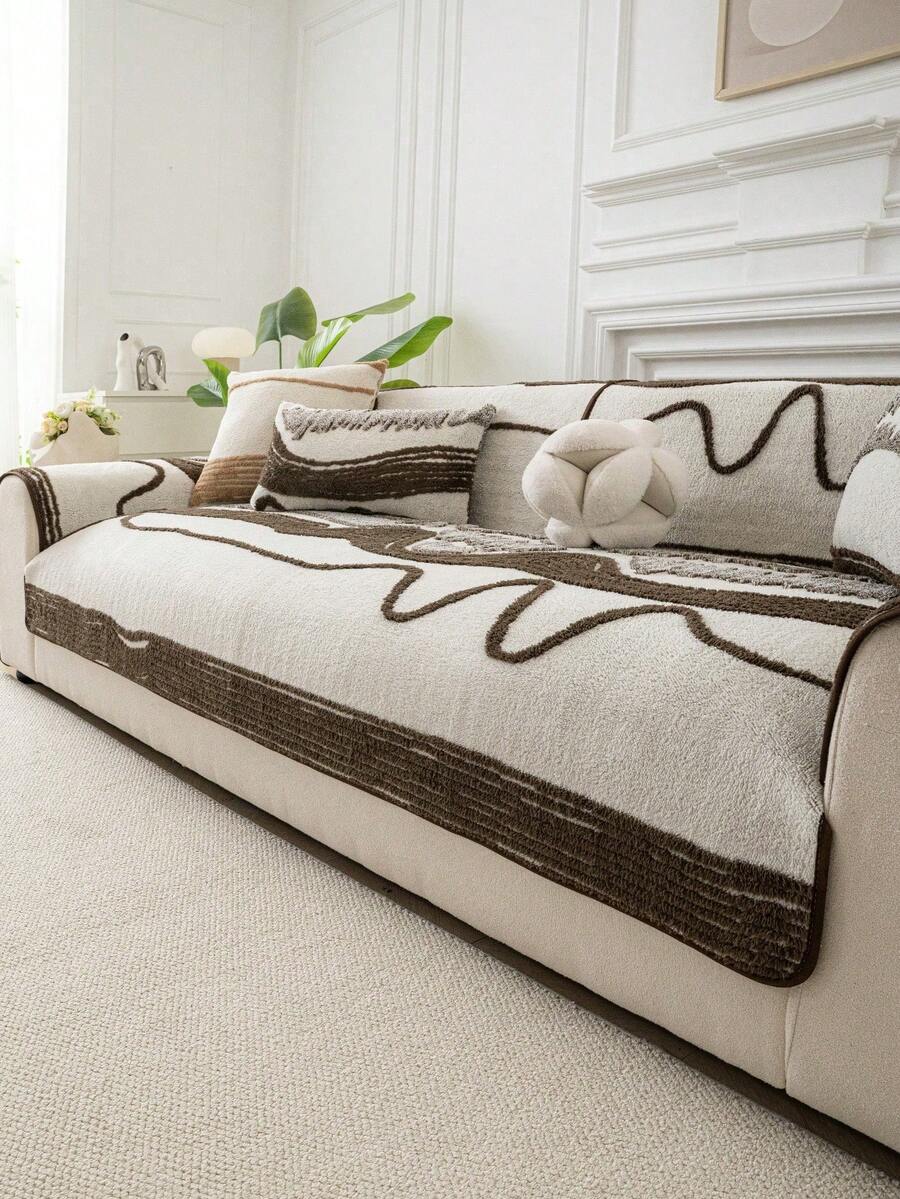 1 buah Sarung Sofa Gaya Bohemian, Bantal Sofa Desain Aneka Warna untuk Semua Musim, Alas Sofa Pelindung Ramah Hewan Peliharaan, Cocok untuk Sofa 1 Dudukan, 2 Dudukan, 3 Dudukan, dan 4 Dudukan - Coklat - View 1