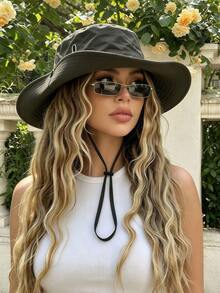 1pc Unisex Quick-Dry Bucket Hat, Sun Protection Breathable Outdoor Hiking Fishing Hat, Western Cowboy Style Sun Hat, Halloween Hair Accessory - Denim - View 5