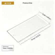 50pcs/100pcs Acrylic Business Cards, Acrylic Perforated Wedding Name Cards, Keychains, Rectangular Table Place Cards, Handwritten Calligraphy Boards, Guest Name Decorative Plaques, Wedding Decor, Transparent Blank Personalized Labels - View 4