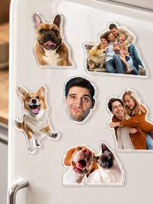Customized Fridge Magnets, Personalized Photo Magnets Fridge Decor, Acrylic Children, Family, Father, Mother, Family Photo Frame Magnets, Decorative Storage Box - Multicolor - View 7