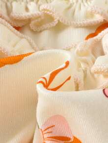 1pc Newborn Baby Girl Cute Comfortable Soft Long Sleeve Pumpkin Print Bodysuit With Headband Thin Spring Autumn Halloween Outfit - Apricot - View 11