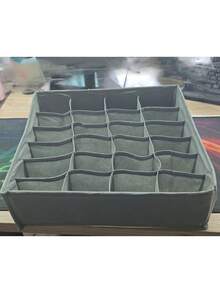 4件組抽屜收納隔板，可折疊衣櫥收納籃與布製收納盒，適用於存放衣物、內衣、胸罩、領帶、配件、襪子 - 灰色 - 查看 12