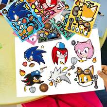 6pcs Hedgehog Anime Interactive Puzzle Tent Puzzle DIY Face Stickers, Easter, Halloween, Christmas Holiday Party Gifts. - Multicolor - View 3