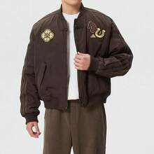 Adidas MODERN PADDED BOMBER CNY Pilot Casual Versatile Punk Loose Stand Collar Long Sleeve Jacket Men's - Brown - View 3