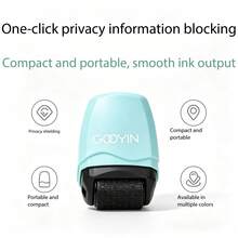 1pc Durable ABS Identity Protection Roller Stamp, Reusable Privacy Protection Tool For Masking Confidential Information And Addresses, Anti-Peeking Design, Blue/Pink/Green Optional, Fashionable Smooth Surface, No Ink Bleeding, Quick Drying, Suitable For Scrapbooking - Rectangle - View 5