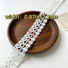 Retro Embroidered Lace Ribbon Tassel Lace Trim, 0.87 Inches Wide. Lace Decoration Technique. Suitable For DIY Embroidered Bed Skirts, Wedding Party Decorations, Jumpsuits, And Craft Decorations. | Embossed Design | Decorative Item - Multicolor - View 3
