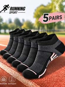 5 Pairs Women's Mesh Breathable Sports Short Socks, Arch Support Shock-Absorbing Low-Cut Running Fitness Socks - Multicolor - View 6