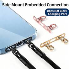 360° Rotating Metal Phone Lanyard Connector Plate, Side-Mount Double-Clip Ultra-Thin Metal Shim, Double-Clip For Stronger Hold, Does Not Affect Phone Calls - Multicolor - View 12
