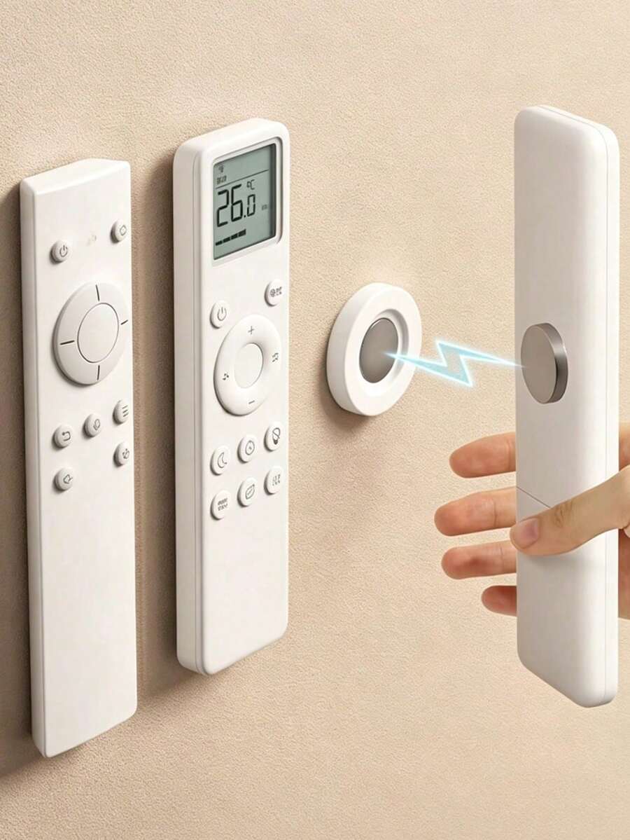 5pcs Magnetic Wall-Mounted Remote Control Holder, Strong Magnetic Remote Control Fixing Sticker, Suitable For Home TV And Air Conditioner Remote Controls, Double-Sided Strong Magnetic Clip, Home Decor Accessories, Room Decoration - Multicolor - View 1