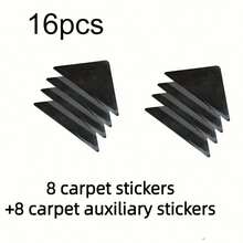 16pcs Reusable And Washable Non-Slip Carpet Grippers With Double-Sided Tape, Anti-Slip Carpet Stickers, Home Decor - Carpet Stickers (8pcs Carpet Stickers + 8pcs Auxiliary Stickers) - Black - View 7