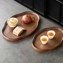Wooden Tray Chinese Style Asymmetrical Dry Tea Tray Fruit Plate Restaurant Hotel Dining Tray - Brown - View 5