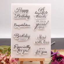1pc Birthday Wishes English Transparent Silicone Stamp, Vintage Rubber Clear Stamp For Card Making, DIY Scrapbooking Photo Magazine Album Decoration Reusable Stamp, Used For Card Making Decoration And DIY Scrapbooking Album Crafts, Gift For Handmade Enthusiasts - Transparent Stamp - View 8