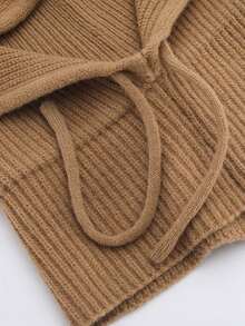 1pc Thickened Balaclava Hat, Unisex Autumn/Winter Wool Knitted Multi-Functional Mask Scarf Ear Protector Cycling Cap Windproof Warm Hood Fashion Fake Collar - Mask Cap - View 4