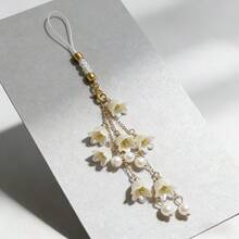 1pc Ins Style White Lily Home Decor Hanging Ornament, Home Pendant, Phone Chain, Bag Charm, Exquisite High-End Elegant Phone Lanyard, Suitable As Gift For Friends And Family - Multicolor - View 6