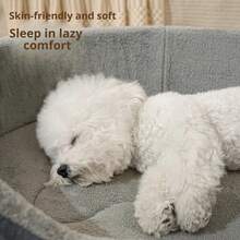 1pc Pet Bed Dog Bed Cat Bed, Lychee Texture Pet Boat Bed All Season Use, Detachable Inner Cushion, Easy To Clean, Raised Edge Large Medium Small Dog Cat Sofa Bed, All Season Use - Coffee Brown - View 5