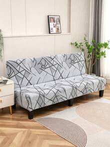 Armless Sofa Bed Cover, Elastic All Inclusive Polyester Fiber Sofa Cover, Knitted Milk Silk, Suitable For All Seasons - Light Grey - View 1