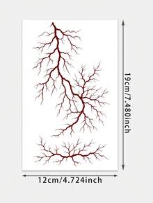 1pc Temporary Tattoo Sticker, Halloween Scary Dark‑Red Blood Vessel Vein Pattern, Realistic Tattoo Design, Suitable For Daily Use, Bachelorette Party Favors, Music Festivals, Game Events, Graduation Gifts, Lasts 3‑5 Days - Red - View 6