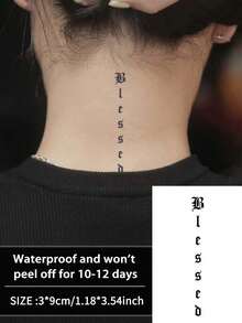 1件裝 Y2K 風格字母臨時紋身貼 半永久紋身 防水防汗 持久 1-2 週 真實感 植物果汁紋身 防摩擦 無反光 黑色 適合女性與男性 手臂、手指、頸部紋身貼 - 黑色 - 查看 8