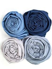 Satu Set Berisi 4 Syal Chiffon Warna Polos - MultiWarna - View 2