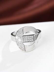 1pc Premium Hollow Intertwined Geometric Exquisite Ring, Wide Band Polished Combination, European & American Style Women's Commute & Evening Party Atmosphere Accessory - JZ6267 - View 3