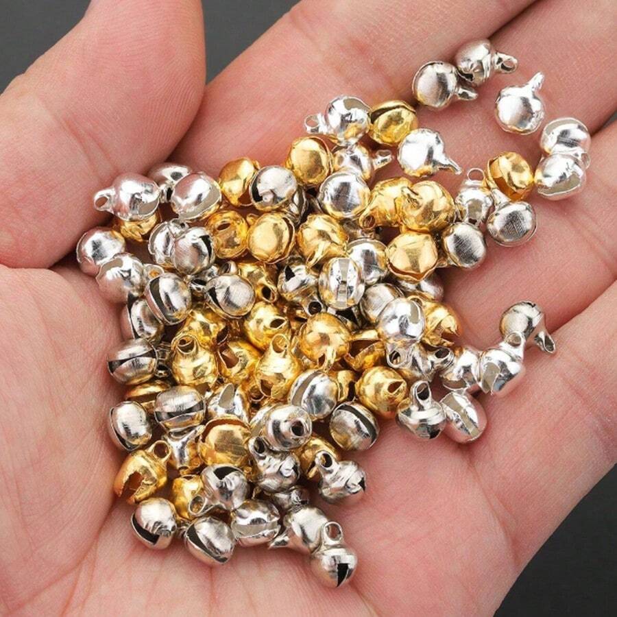 200pcs/Set Metal 6mm Bells, Handmade DIY Assembly, Countertop Desk Decor, Holiday Celebration Decoration - A - View 1