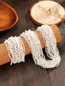 SOUL BEADING 波希米亞風手工鉤針串珠項鍊與手鍊2件組，優雅波希米亞風日常配件，百搭款 - 白色 - 查看 7