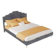 Modern Minimalist Soft Bed, Comfortable And Soft Headboard, Multifunctional Bedroom Furniture, Low Box Spring Bed Frame Without Lift Function, Including 140*200 Cm Mattress. - Grey - View 1