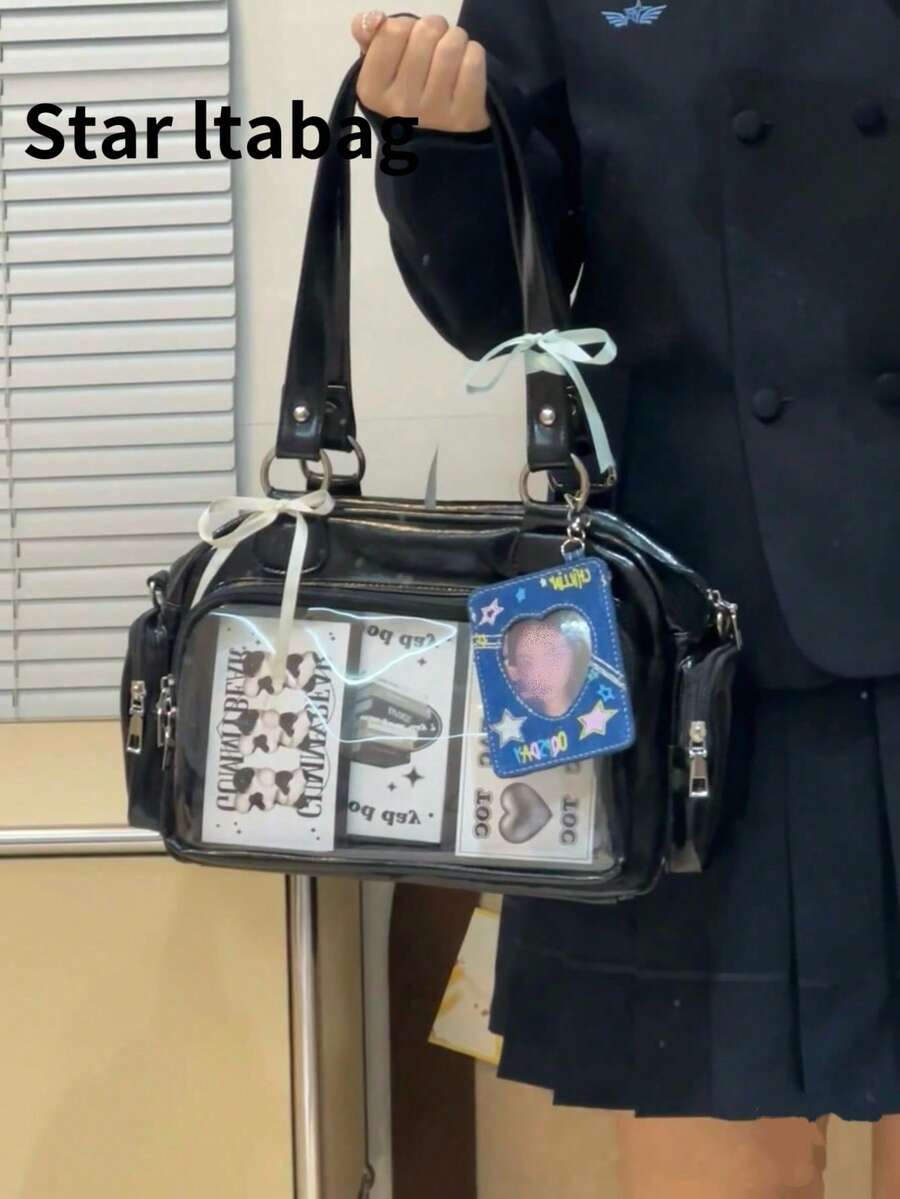Japanese Harajuku Style Cute Anime Card Badge Girls Student Versatile Handbag Backpack Crossbody Bag