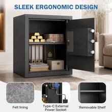 Fingerprint Medium Safe Box For Home, Digital Security Safe With Biometric Lock, Keypad & Emergency Keys, Fireproof Waterproof Document Bag Included, Anti-Theft Safe For Cash, Jewelry, Passport And Valuables-36L - 36L-medium - View 3